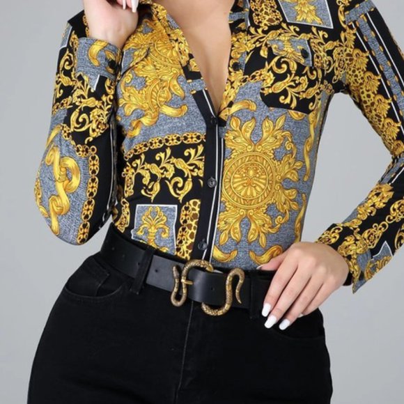 Women Top Down Collared Top - Picture 3 of 6